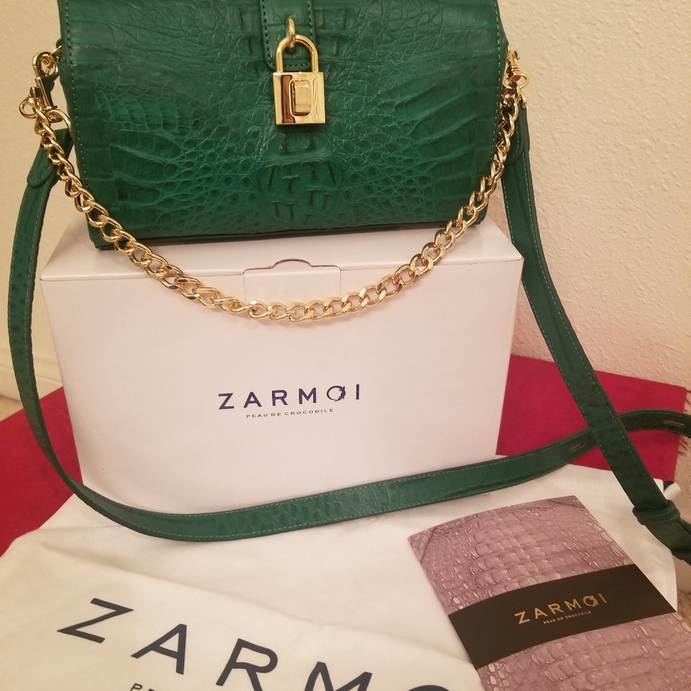 Zarmoi  crocodile  skin leather  hand bag